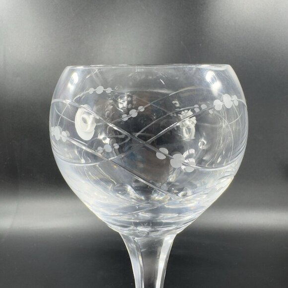 Royal Doulton PRECIOUS Pattern Clear Crystal Goblet Etched Glasses Cups Set2 VTG - Picture 6 of 16